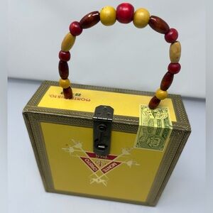 Yellow cigar box purse with beaded handle (montecristo)